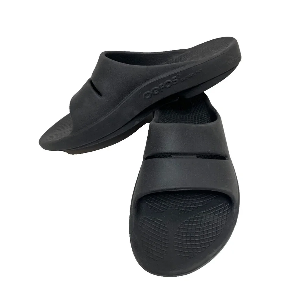 Oofos Unisex Size Men Size 7 & Women Size 9 Black Sport Flex Recovery Slides